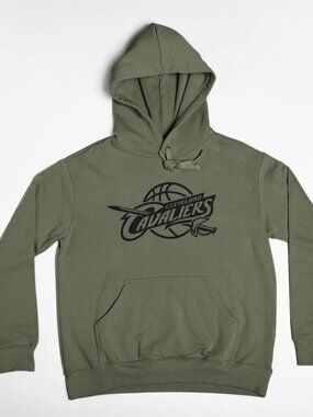 NEW Cleveland Cavaliers Retro Logo 16 Pullover Fleece Hoodie MILITARY ARMY GREEN